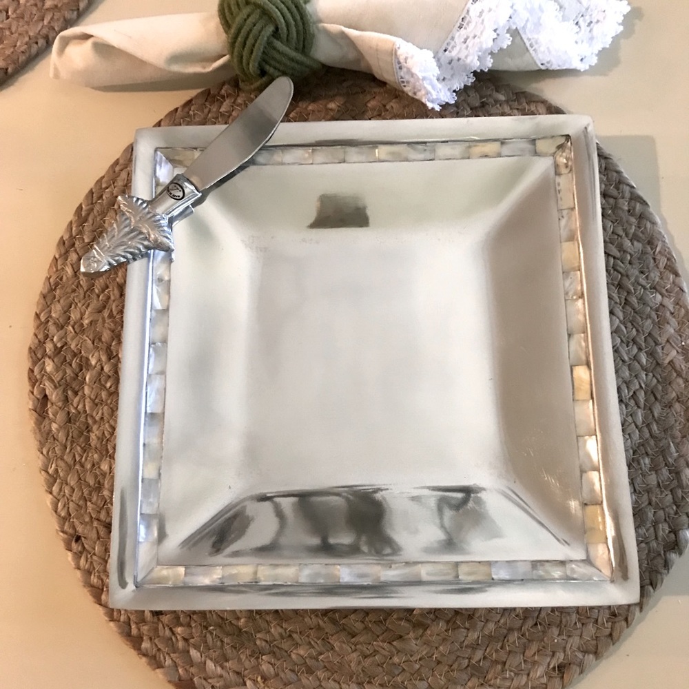 💕Pearl Inlayed Border Square Tray💕